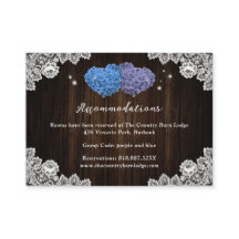 Lila Blue Wedding Hotel Unterkunftskarten