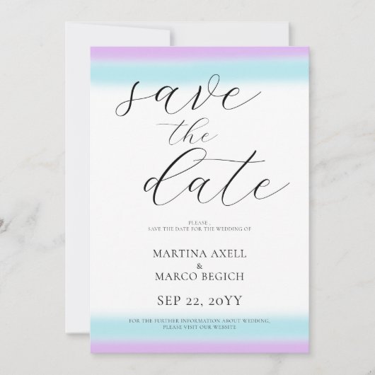 Lila Blue Wedding Save the Date (Vorderseite)