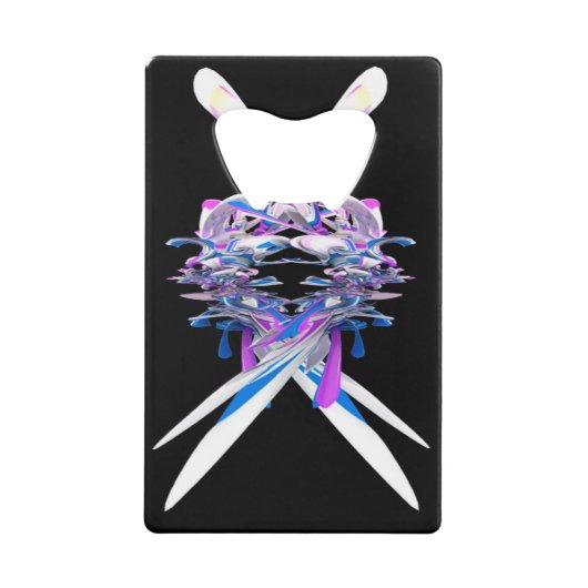 Lila Blue White 3D Splash Abstrakt Geldkarten Flaschenöffner (Vorderseite)