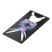 Lila Blue White 3D Splash Abstrakt Geldkarten Flaschenöffner (Rückseite Schrägansicht)