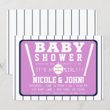 Lila Blue White Pinstripes Baseball Babydusche