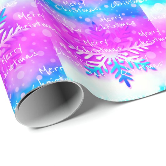 Lila Blue White Snowflake Frohe Weihnachten Geschenkpapier (Rolleneckpunkt)
