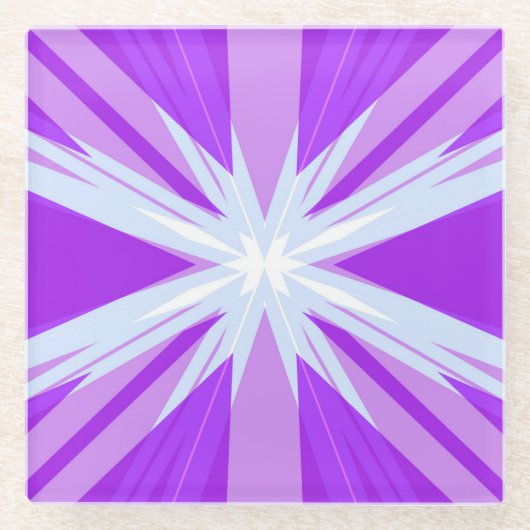 Lila Blue White Sternexplosion Star Festlich Glasuntersetzer (Vorderseite)