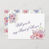 Lila & Blue Wildblume "Trauzeugin? Karte (Vorne/Hinten)