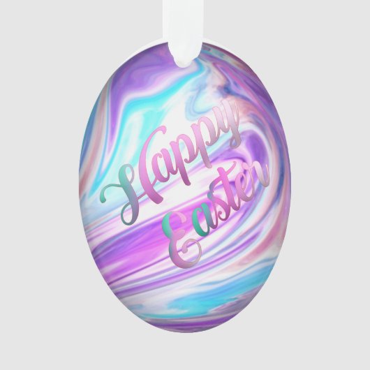 Lila Blue Wirbel Happy Ostereier Ornament (Vorderseite)