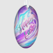 Lila Blue Wirbel Happy Ostereier Ornament (Vorderseite)