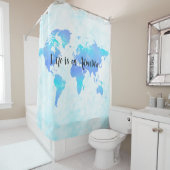 Lila & Blue World Map Life ist ein Abenteuer Duschvorhang (Beispiel)