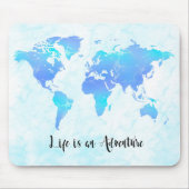 Lila & Blue World Map Life ist ein Abenteuer Mousepad (Vorne)