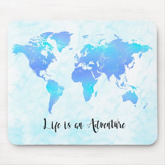 Lila & Blue World Map Life ist ein Abenteuer Mousepad (Vorne)