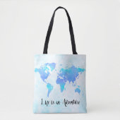 Lila & Blue World Map Life ist ein Abenteuer Tasche (Vorderseite)