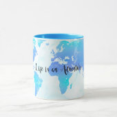 Lila & Blue World Map Life ist ein Abenteuer Tasse (Zentrum)