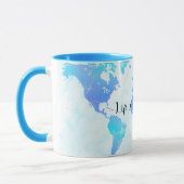 Lila & Blue World Map Life ist ein Abenteuer Tasse (Links)