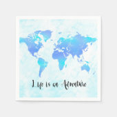 Lila & Blue World Map Life ist ein Adventure-Party Serviette (Vorderseite)