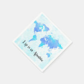 Lila & Blue World Map Life ist ein Adventure-Party Serviette (Ecke)