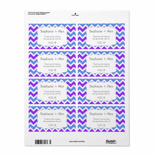 Lila & Blue Zickzack Water Flasche - passen Sie si (Vorne)