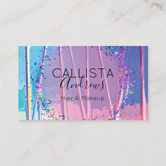 Lila Blue Zigzag Holograph Glitzer Confetti Visitenkarte (Vorderseite)