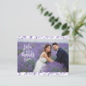 Lila Blüh Border Two Foto Hochzeit Danke Postkarte (Stehend Vorderseite)