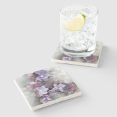 Lila Blühen Steinuntersetzer (Seitenansicht)