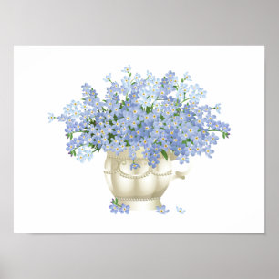 Lila blühende Blume in beigefarbener Farbtöne Poster