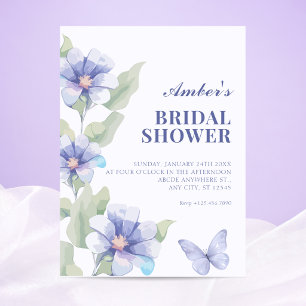 Lila blühende Blumen Hochzeitsshower Einladung