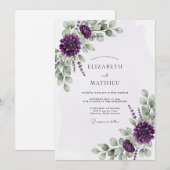 Lila blühende Eukalyptus-Hochzeit Einladung (Vorne/Hinten)