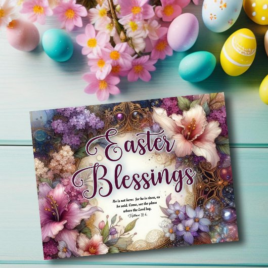 Lila blühender Ostersegen Christlich Feiertagspostkarte