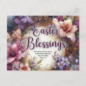Lila blühender Ostersegen Christlich Feiertagspostkarte (Vorderseite)