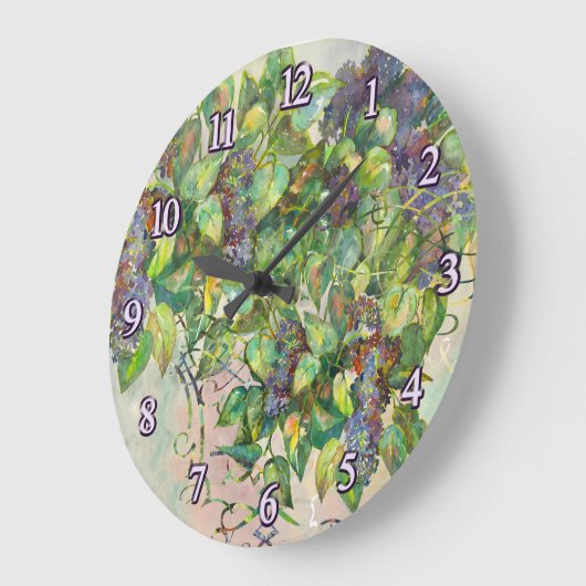 Lila blüht Wall Clock Große Wanduhr (Winkel)