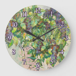 Lila blüht Wall Clock Große Wanduhr