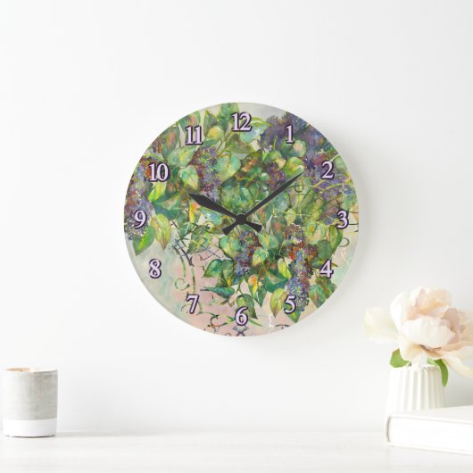 Lila blüht Wall Clock Große Wanduhr (Zuhause)