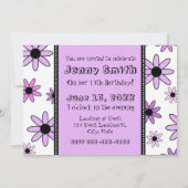Lila Blume 13. Geburtstagspartei Einladungskarten (Rückseite)