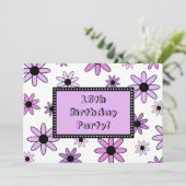 Lila Blume 15. Geburtstagspartei Einladungskarten (Stehend Vorderseite)