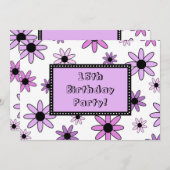 Lila Blume 15. Geburtstagspartei Einladungskarten (Vorne/Hinten)