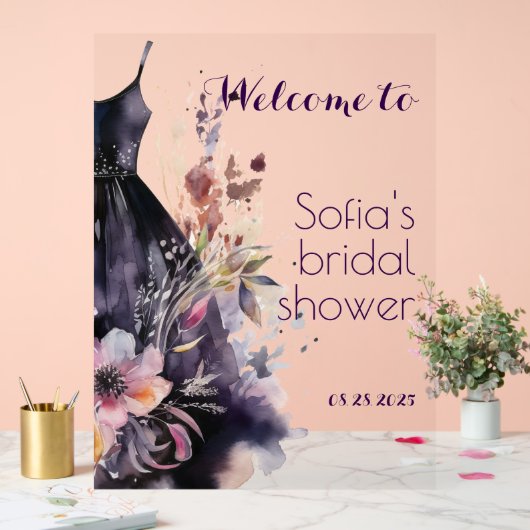 Lila Blume Acrylschild (Hochzeit)