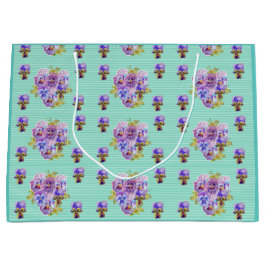 Lila Blume Aqua Strip Geschenktasche Große Geschenktüte