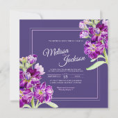 Lila Blume Aquarellkunst Hochzeit Einladung (Vorderseite)