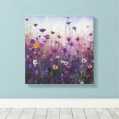 Lila Blume Art Landschaftsgestaltung Leinwanddruck (Insitu (Holzboden))