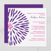 Lila Blume auf der White Bridal Dusche Einladung (Vorne/Hinten)