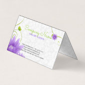 Lila Blume auf weißem Damast Visitenkarten (Rückseite)