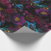 Lila Blume aus der Barockzeit in Schwarz Geschenkpapier (Ecke)