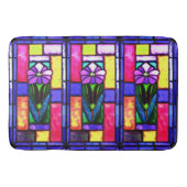 Lila Blume aus Hartglas Badematte (Vorderseite)