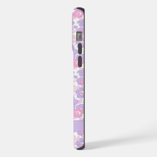 Lila Blume aus Weiß, Rosa Blau iPhone Hülle (Linke Seite)