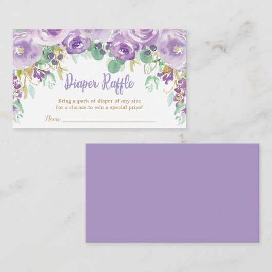 Lila Blume Babydusche Windelwanne Begleitkarte (Vorne/Hinten)