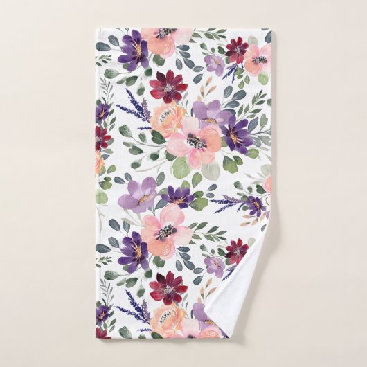 Lila Blume Badhandtuch Set (Handtuch)