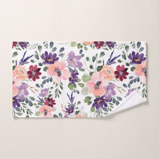 Lila Blume Badhandtuch Set (Handtuch)