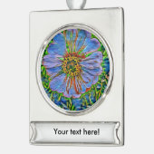 Lila Blume Banner-Ornament Silber (Links)