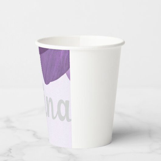 Lila Blume Bas Mitzva Becher mit Namen (Links)