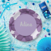 Lila Blume Bas Mitzva Teller mit Namen (Party)