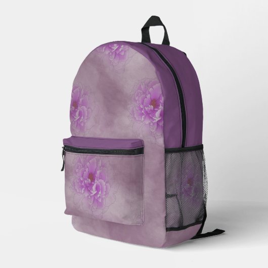 Lila Blume Bedruckter Rucksack (Rückseitige Ecke Rechts)