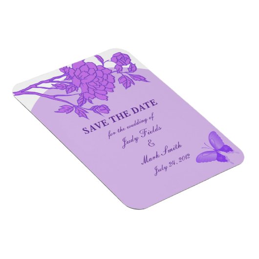 Lila Blume Benutzerdefiniert Datum speichern Magnet (Rechte Seite)